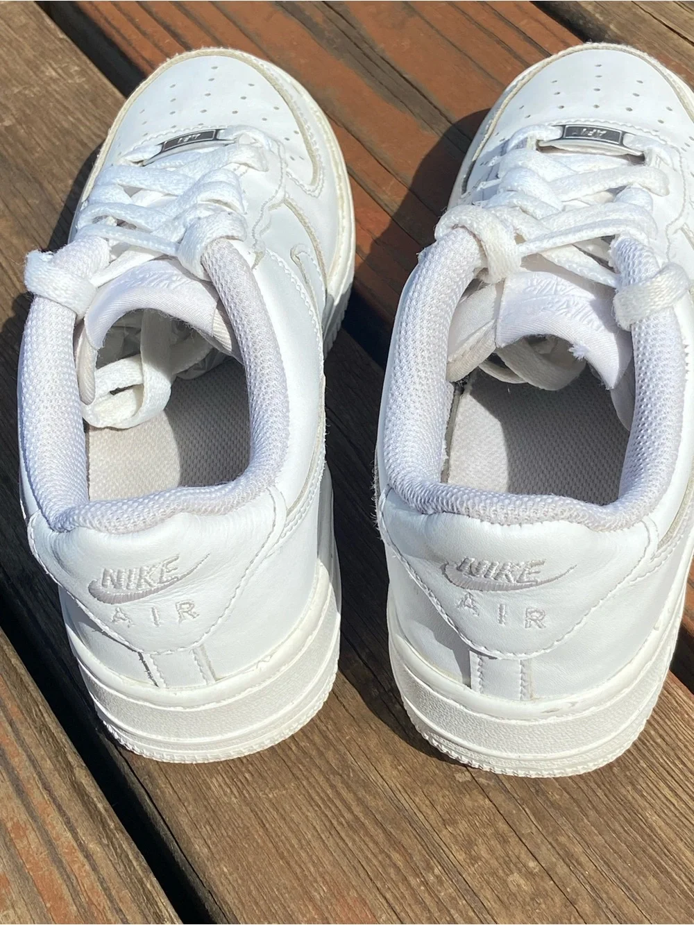 White Nike Air Force One Leather Size 4Y Casual Athletic Sneakers Low-Top